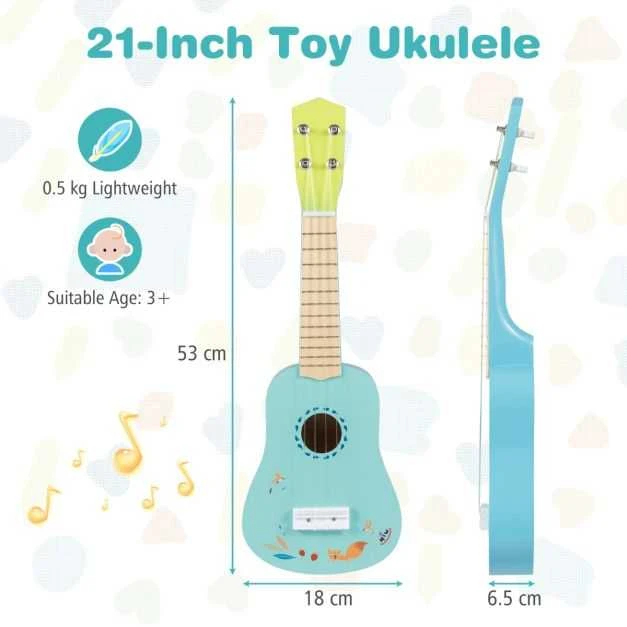 Promotions Ukulelė 17.8x6.4x53.3 cm šviesiai mėlyna, liepos mediena