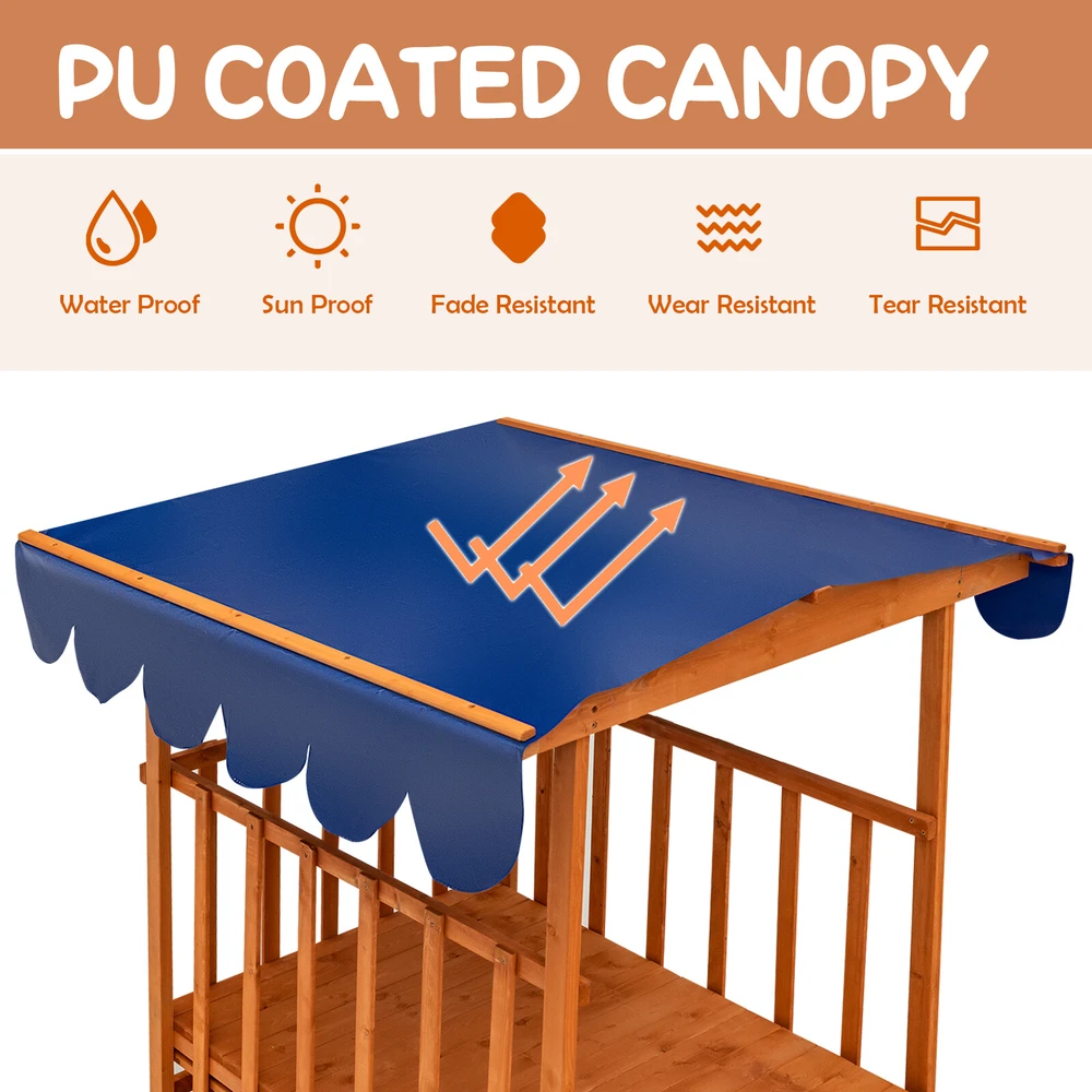Promotions Vaikiška lauko medinė smėlio dėžė su ištraukiamu dangčiu ir ratukais 95x71x20 cm natūrali/mėlyna