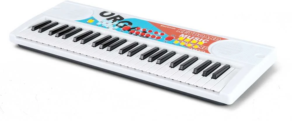 Promotions Vaikiška pianino klaviatūra, 49 klavišai, 53.3x19.1x5.1 cm, balta, ABS medžiaga