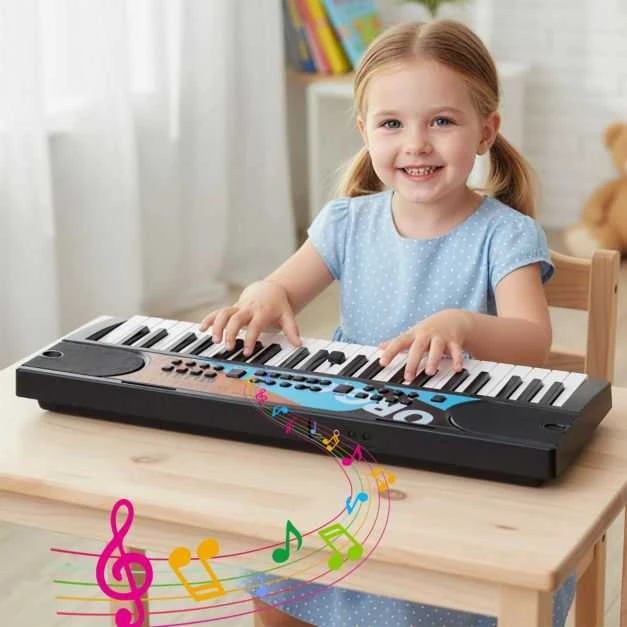 Promotions Vaikiška pianino klaviatūra, 53.3x19.1x5.1 cm, juoda, nešiojama elektrinė klaviatūra