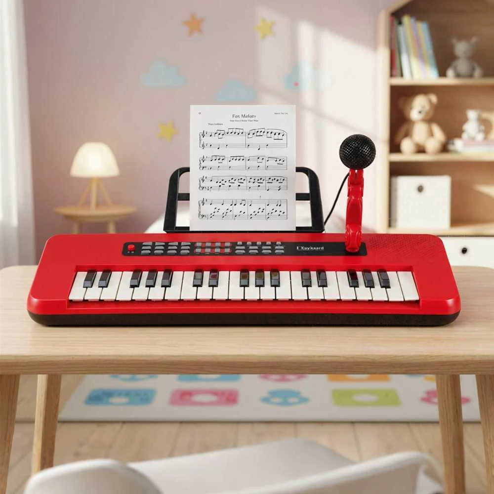 Promotions Vaikiška pianino klaviatūra, 37 klavišai, 46.5x17.5x5.5 cm, raudona, nešiojama
