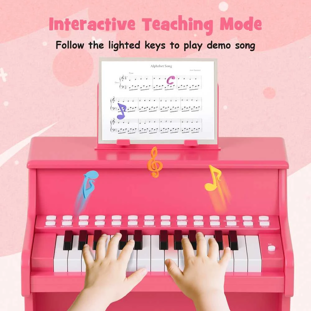 Promotions Vaikiška pianino klaviatūra, 25 klavišai, 38x24x29 cm, rožinė, skaitmeninis muzikinis instrumentas