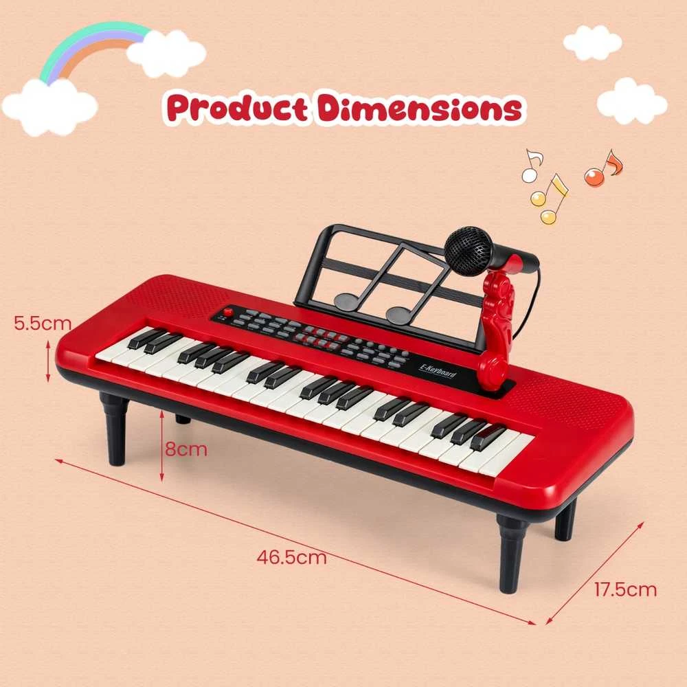 Promotions Vaikiška pianino klaviatūra, 37 klavišai, 46.5x17.5x5.5 cm, raudona, nešiojama