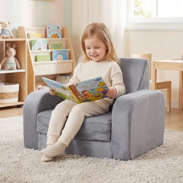 Promotions Vaikiška sofa-lova 3-in-1 transformuojama 91x50x31 cm Pilka kristalinė veliūrinė