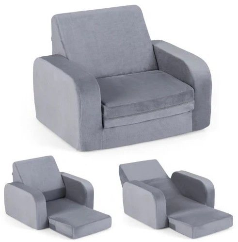 Promotions Vaikiška sofa-lova 3-in-1 transformuojama 91x50x31 cm Pilka kristalinė veliūrinė