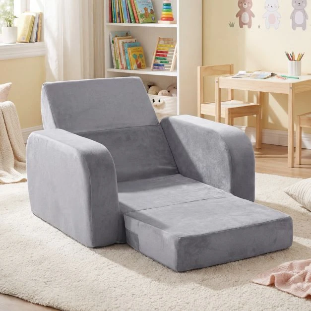 Promotions Vaikiška sofa-lova 3-in-1 transformuojama 91x50x31 cm Pilka kristalinė veliūrinė