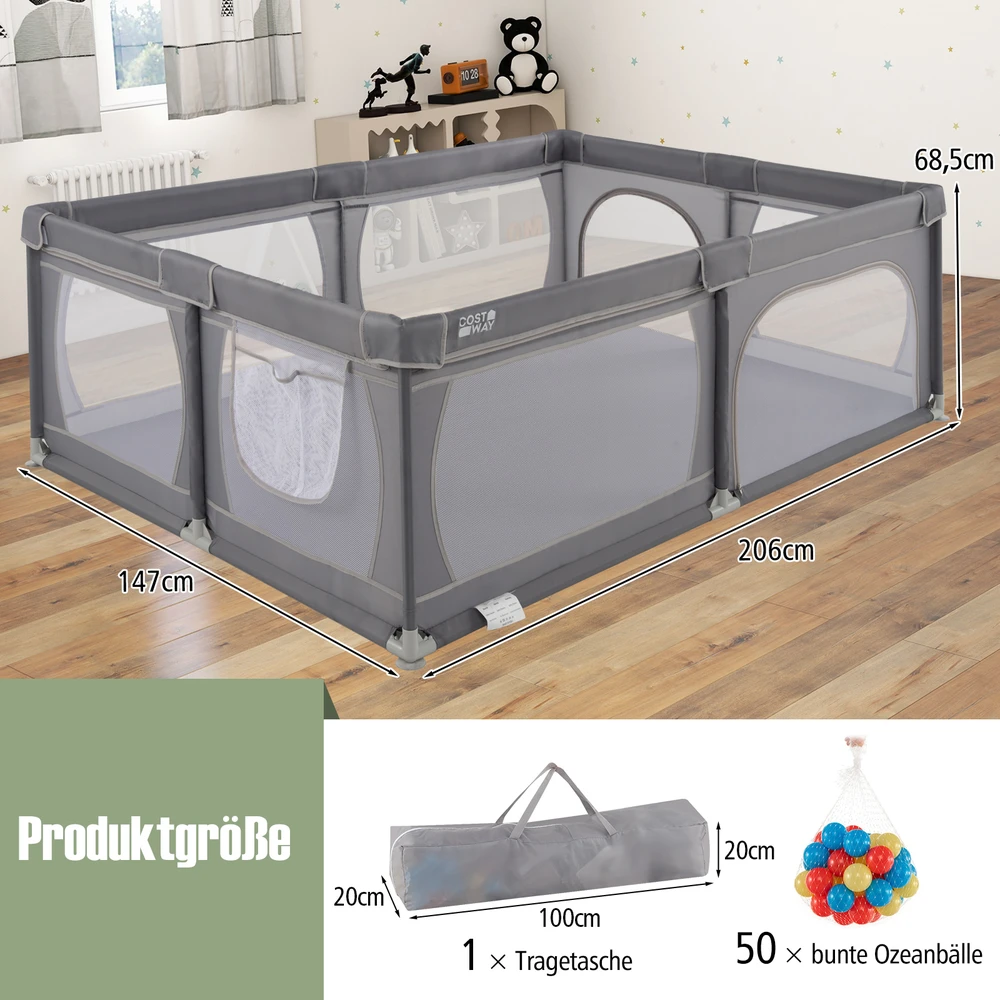 Promotions Vaikiška žaidimų aikštelė 205x147 cm Tamsiai pilka Oxford audinys