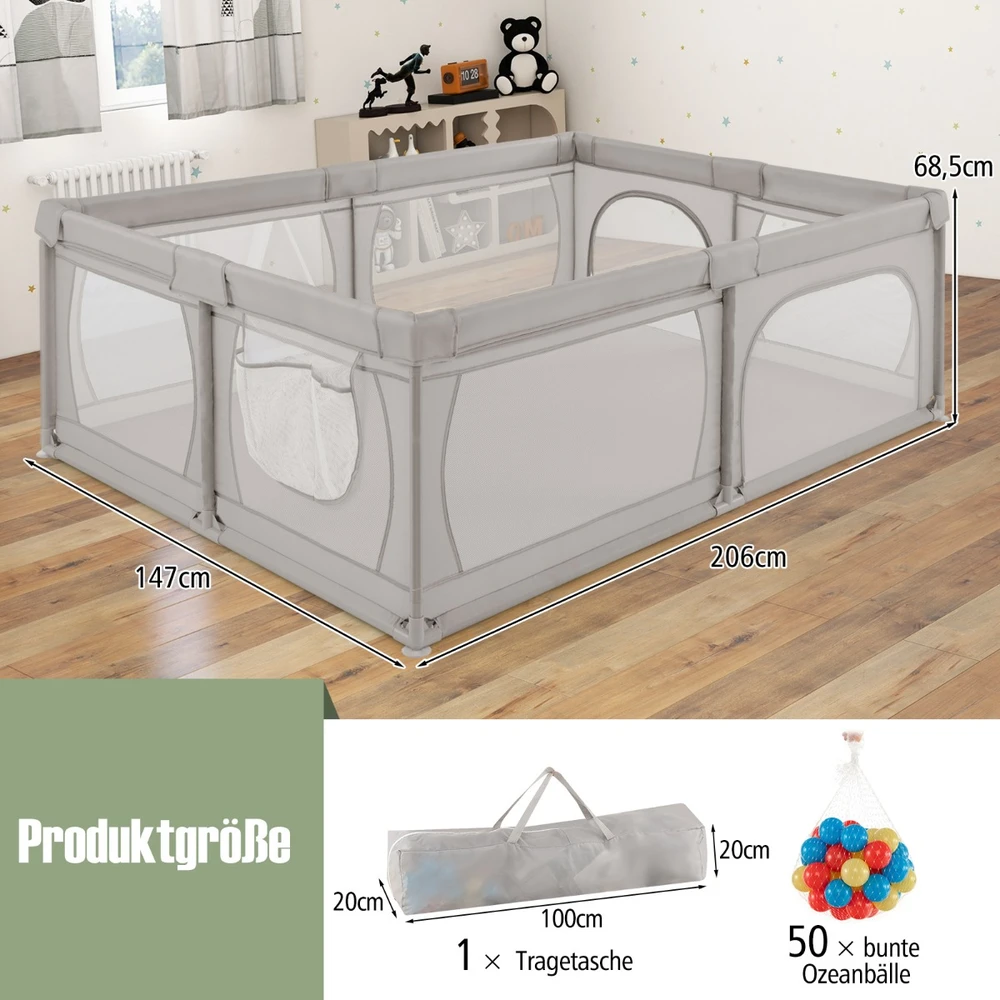 Promotions Vaikiška žaidimų aikštelė 206x147x68,5 cm Pilka tinklelio saugykla