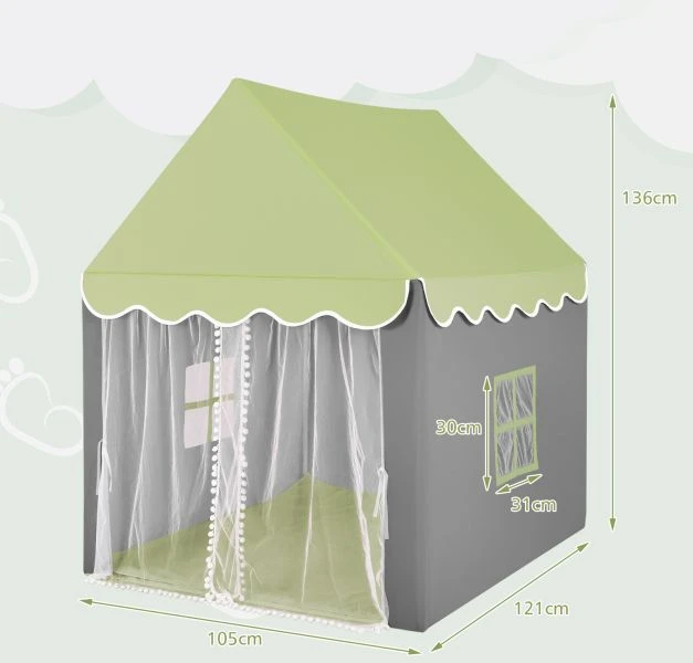 Promotions Vaikiška žaidimų palapinė su plaunama kilimėliu ir žvaigždžių švieselėmis 105x121x136 cm žalia