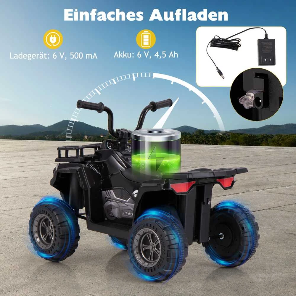 Promotions Vaikiškas elektrinis keturratis 74,9x45,7x55,9 cm juodas, paspiriamas žaislas