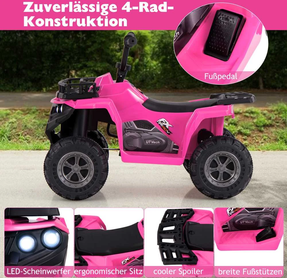 Promotions Vaikiškas elektrinis keturratis, 74.9x45.7x55.9 cm, rožinis, paspiriamas žaislas