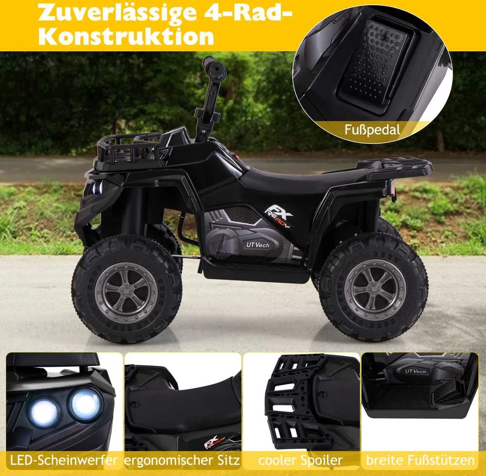 Promotions Vaikiškas elektrinis keturratis 74,9x45,7x55,9 cm juodas, paspiriamas žaislas