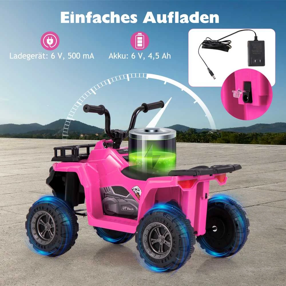 Promotions Vaikiškas elektrinis keturratis, 74.9x45.7x55.9 cm, rožinis, paspiriamas žaislas