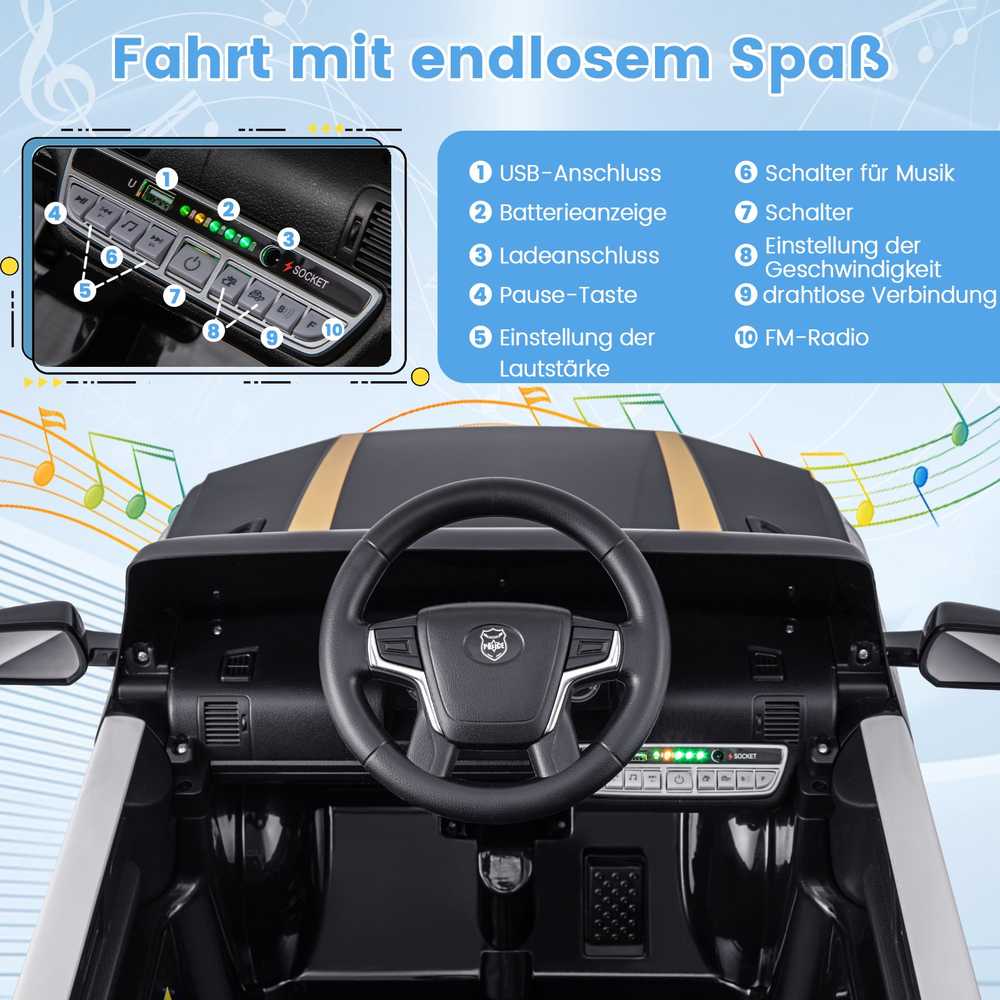 Promotions Vaikiškas elektrinis policijos automobilis, 103x65x55,5 cm, baltas