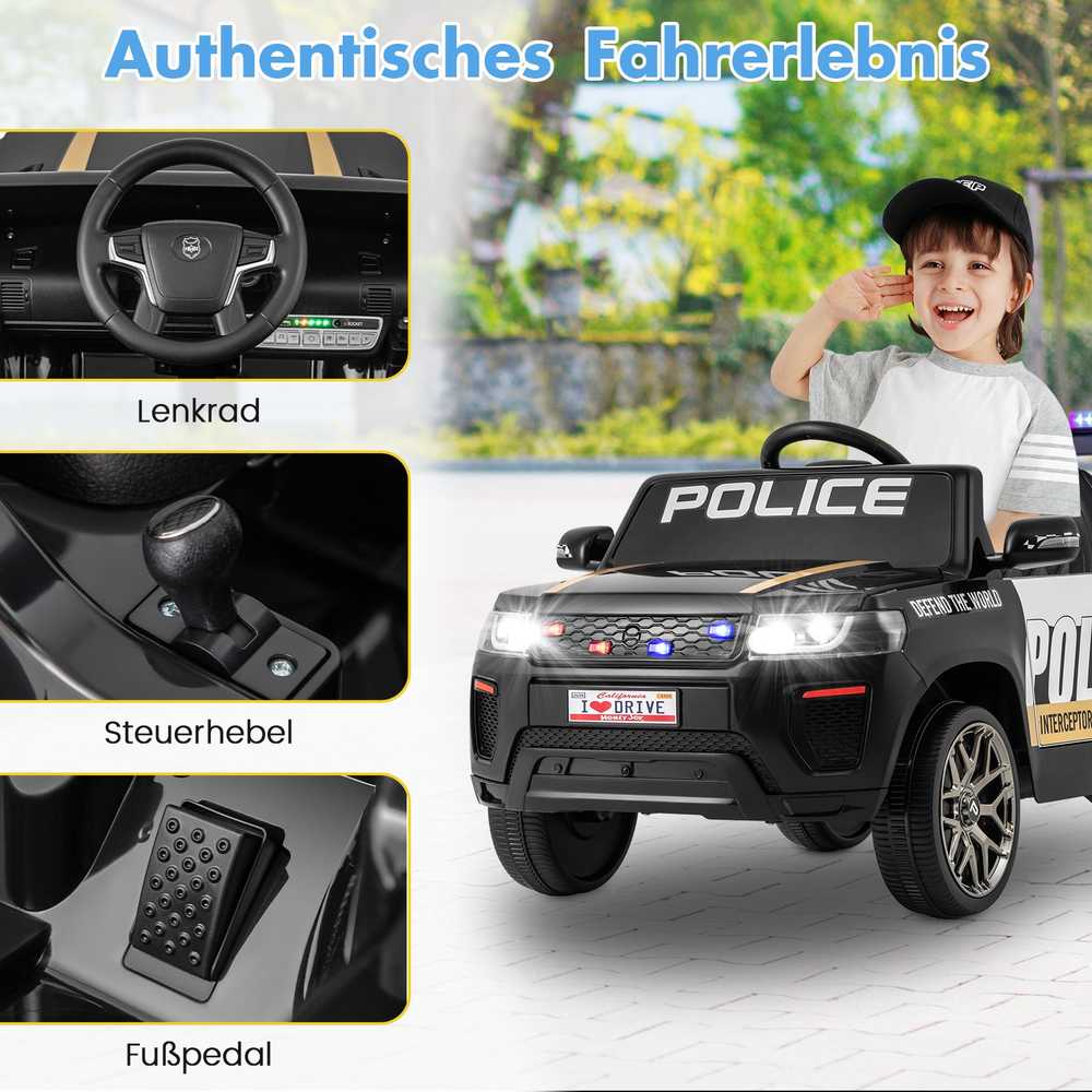 Promotions Vaikiškas elektrinis policijos automobilis, 103x65x55,5 cm, baltas