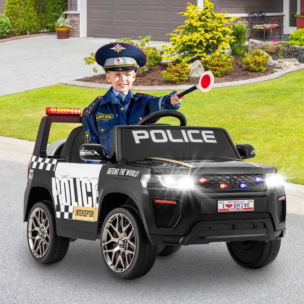 Promotions Vaikiškas elektrinis policijos automobilis, 103x65x55,5 cm, baltas