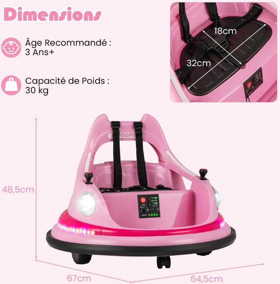 Promotions Vaikiškas elektromobilis, 67x64.5x48.5 cm, rožinis, elektrinis važiuojamasis žaislas