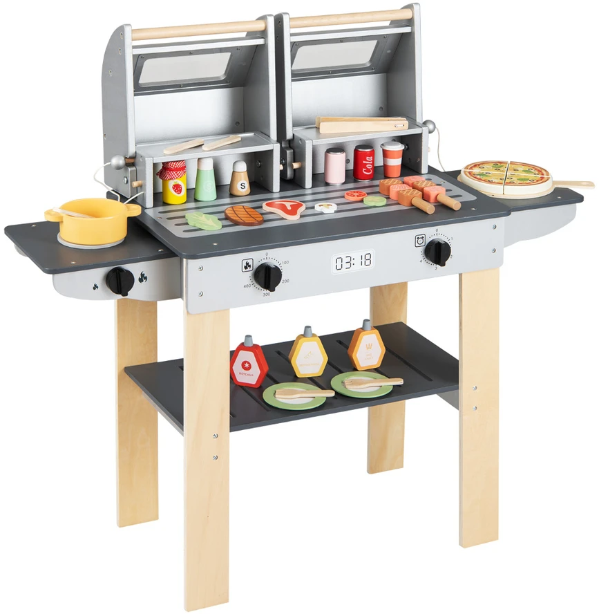 Promotions Vaikiškas kepsninės žaidimų rinkinys 94x33x86.4 cm Pilka Mediena