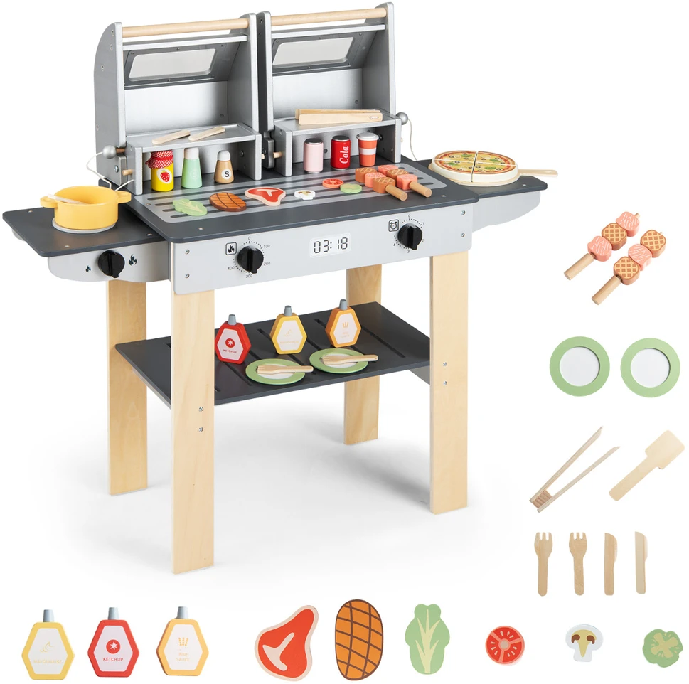 Promotions Vaikiškas kepsninės žaidimų rinkinys 94x33x86.4 cm Pilka Mediena