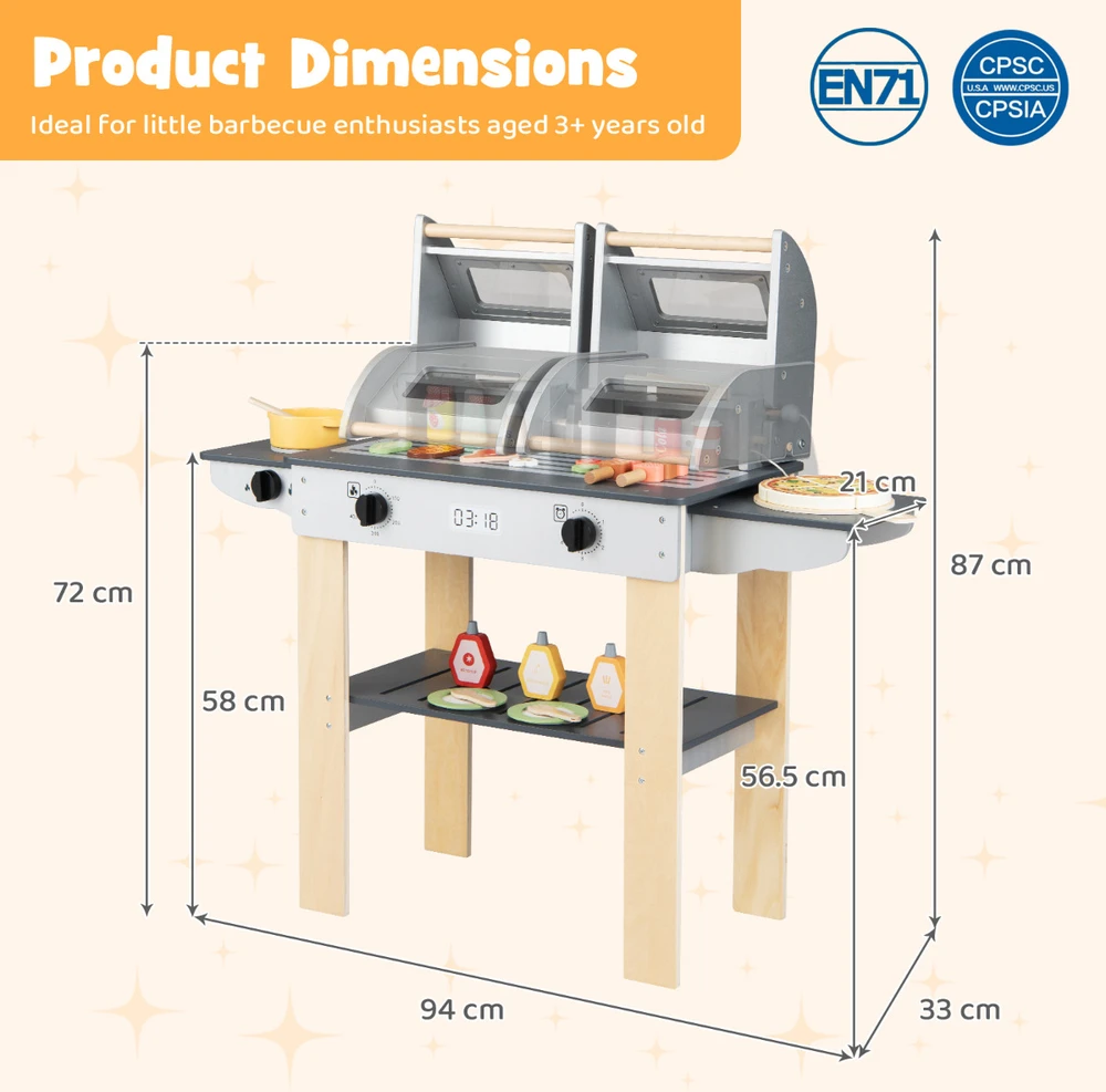 Promotions Vaikiškas kepsninės žaidimų rinkinys 94x33x86.4 cm Pilka Mediena