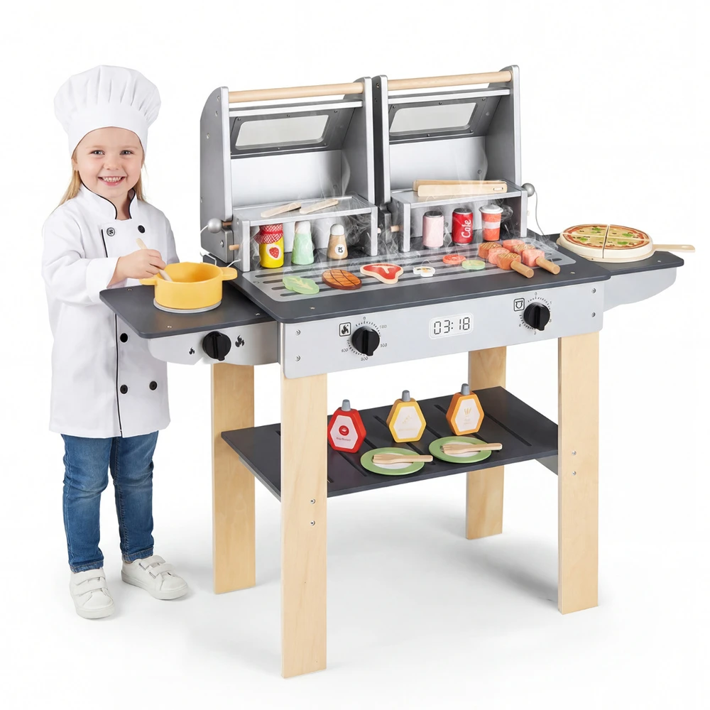 Promotions Vaikiškas kepsninės žaidimų rinkinys 94x33x86.4 cm Pilka Mediena