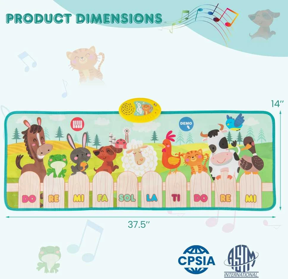 Promotions Vaikiškas muzikinis gyvūnėlių ūkio kilimėlis, 95x36 cm