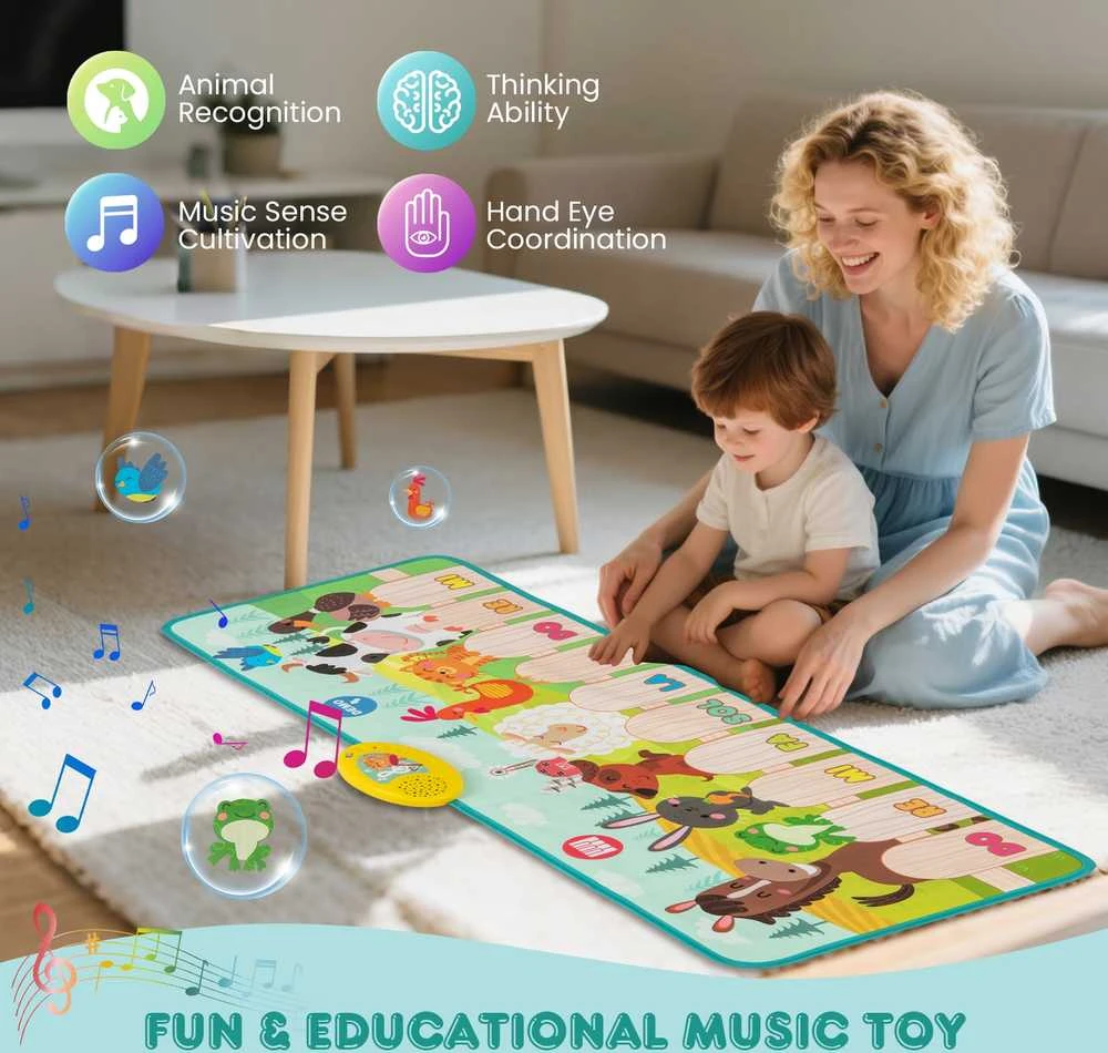 Promotions Vaikiškas muzikinis gyvūnėlių ūkio kilimėlis, 95x36 cm
