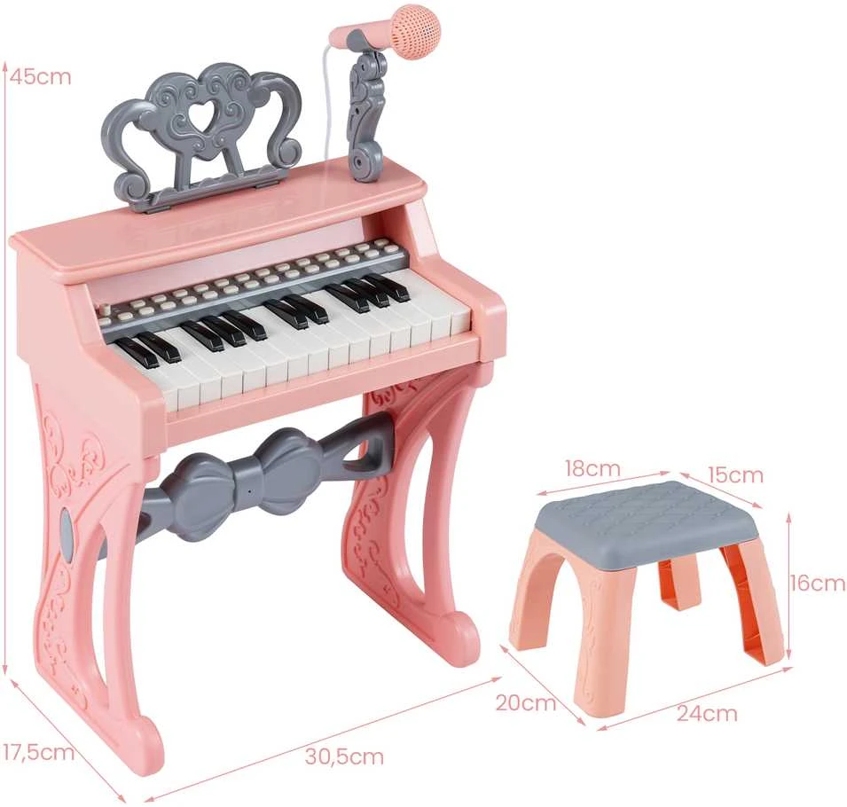 Promotions Vaikiškas pianinas, 25 klavišai, 30.5x17.5x45 cm, rožinis
