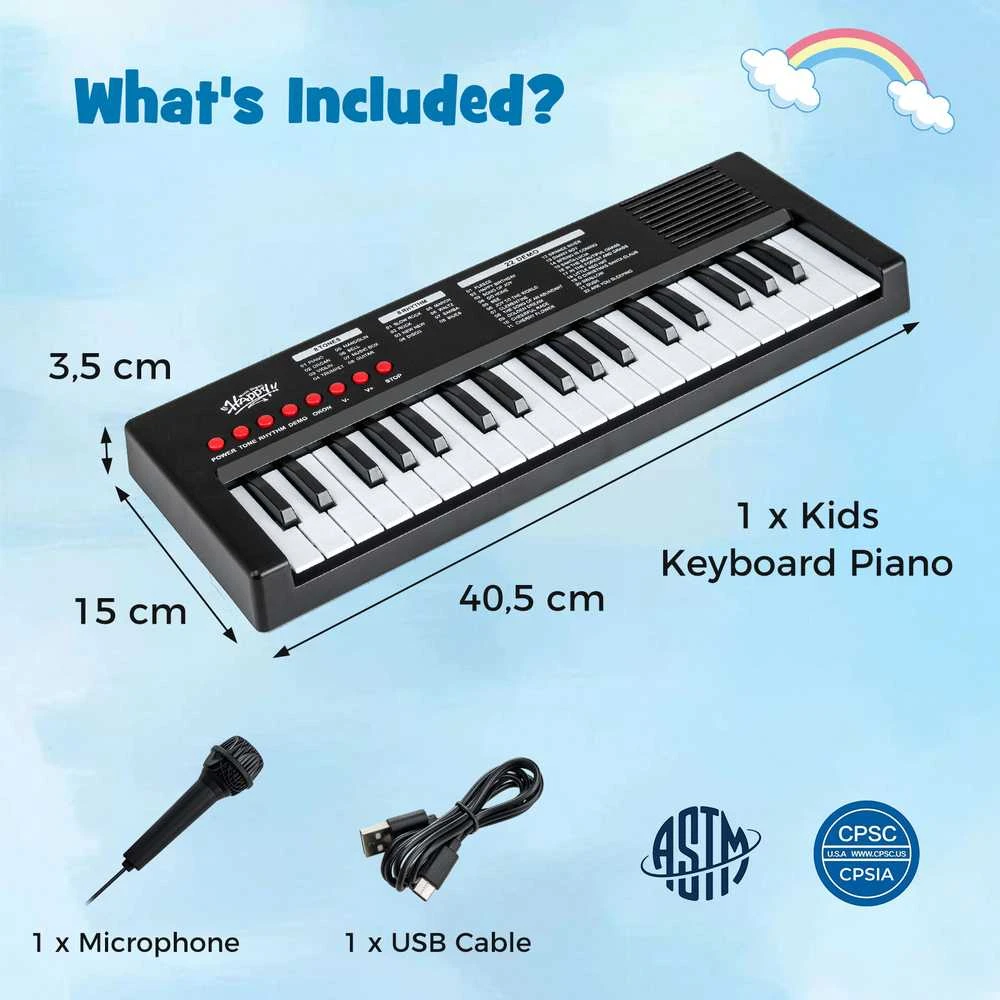 Promotions Vaikiškas pianinas, 37 klavišai, 40.6x15.2x3.8 cm, juodas, ABS