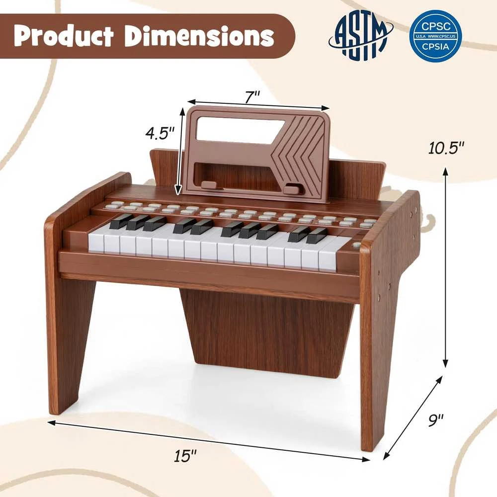 Promotions Vaikiškas pianinas, 38x23x27 cm, rudas, skaitmeninis žaislas