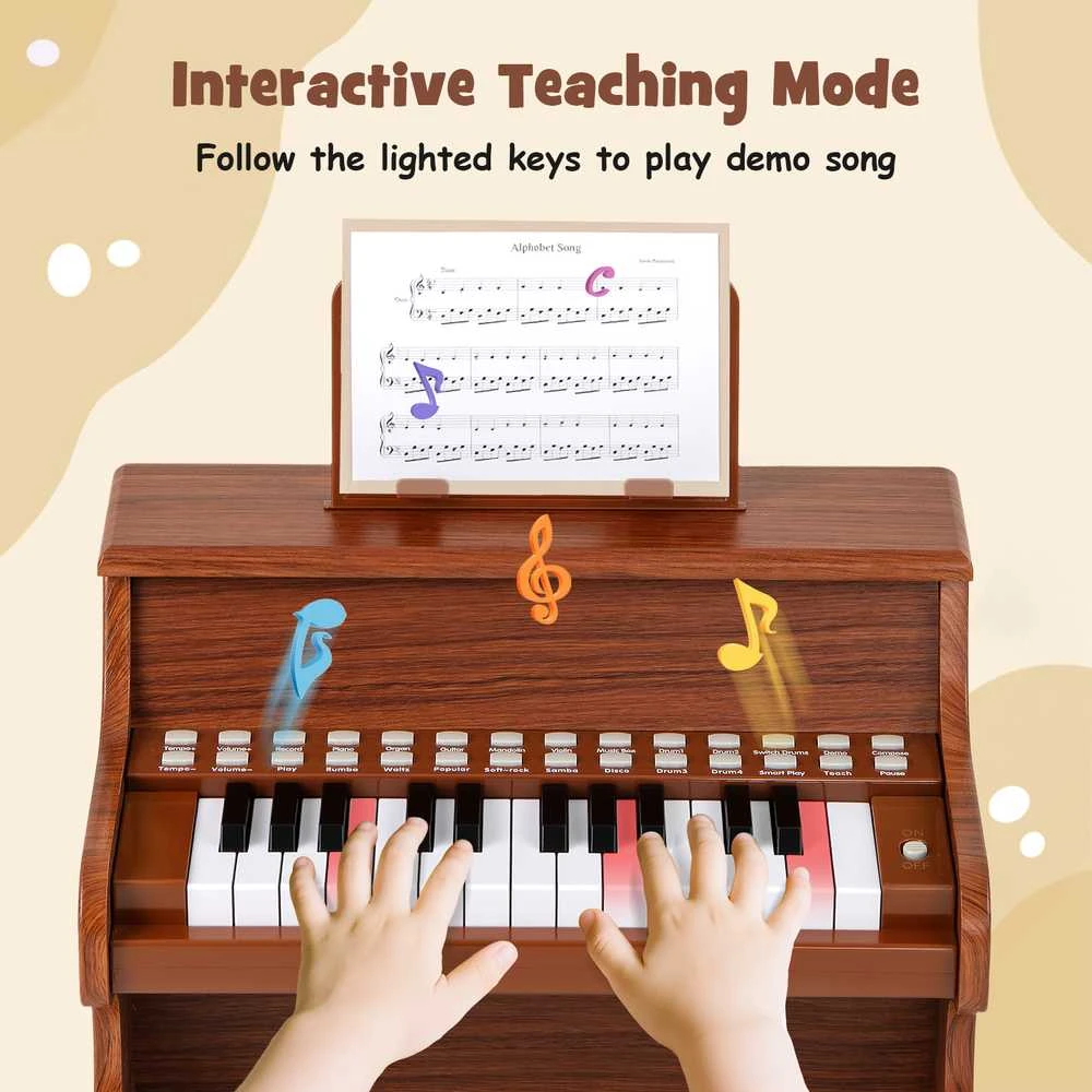 Promotions Vaikiškas pianinas, 38x24x29 cm, rudas, skaitmeninis muzikos instrumentas