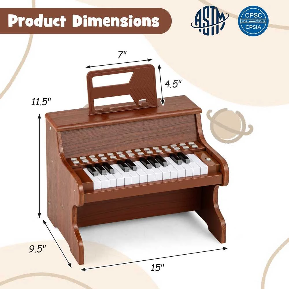 Promotions Vaikiškas pianinas, 38x24x29 cm, rudas, skaitmeninis muzikos instrumentas
