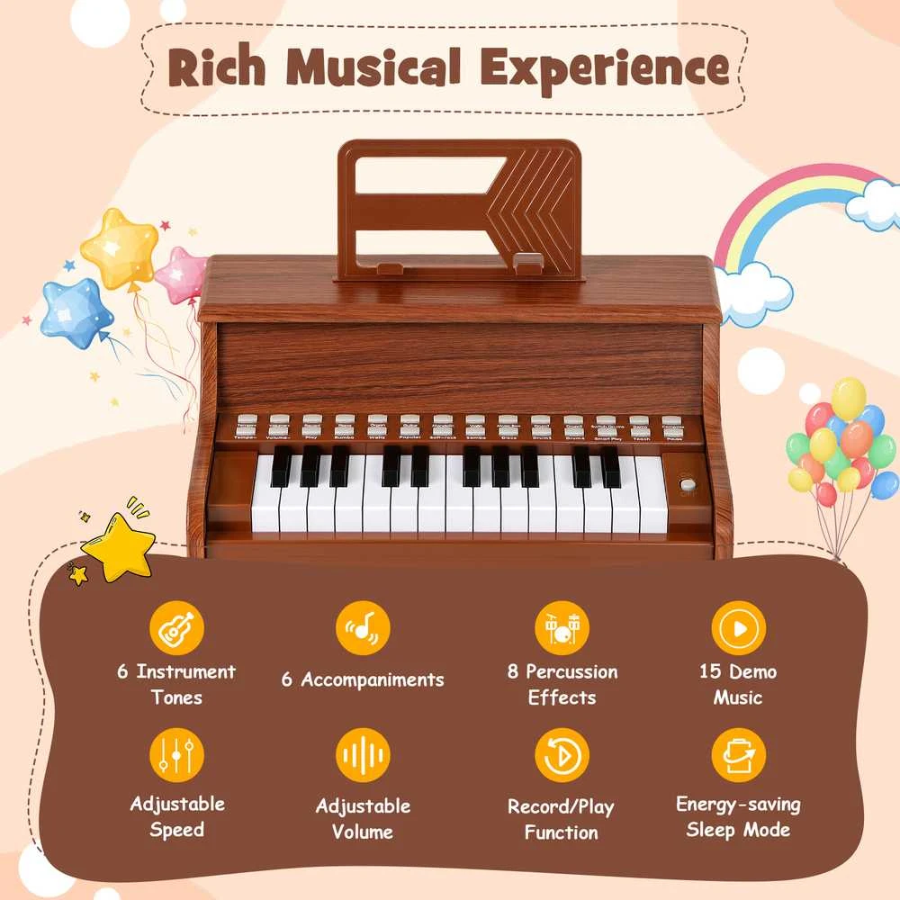 Promotions Vaikiškas pianinas, 38x24x29 cm, rudas, skaitmeninis muzikos instrumentas