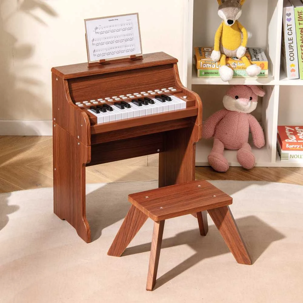 Promotions Vaikiškas pianinas, 38x24x47 cm, rudas, su taburete