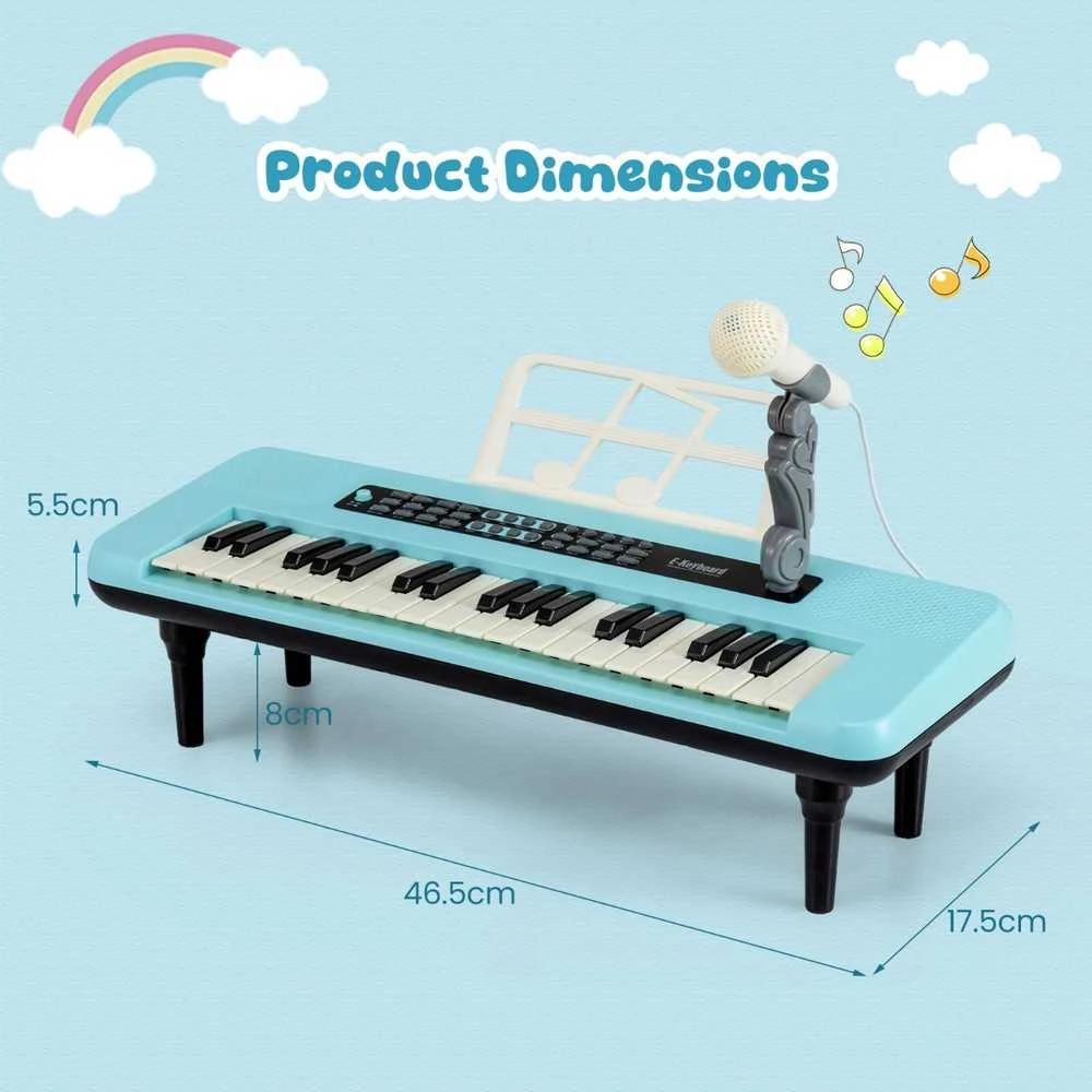 Promotions Vaikiškas pianinas-klaviatūra, 37 klavišai, 46.5x17.5x5.5 cm, mėlynas, nešiojamas