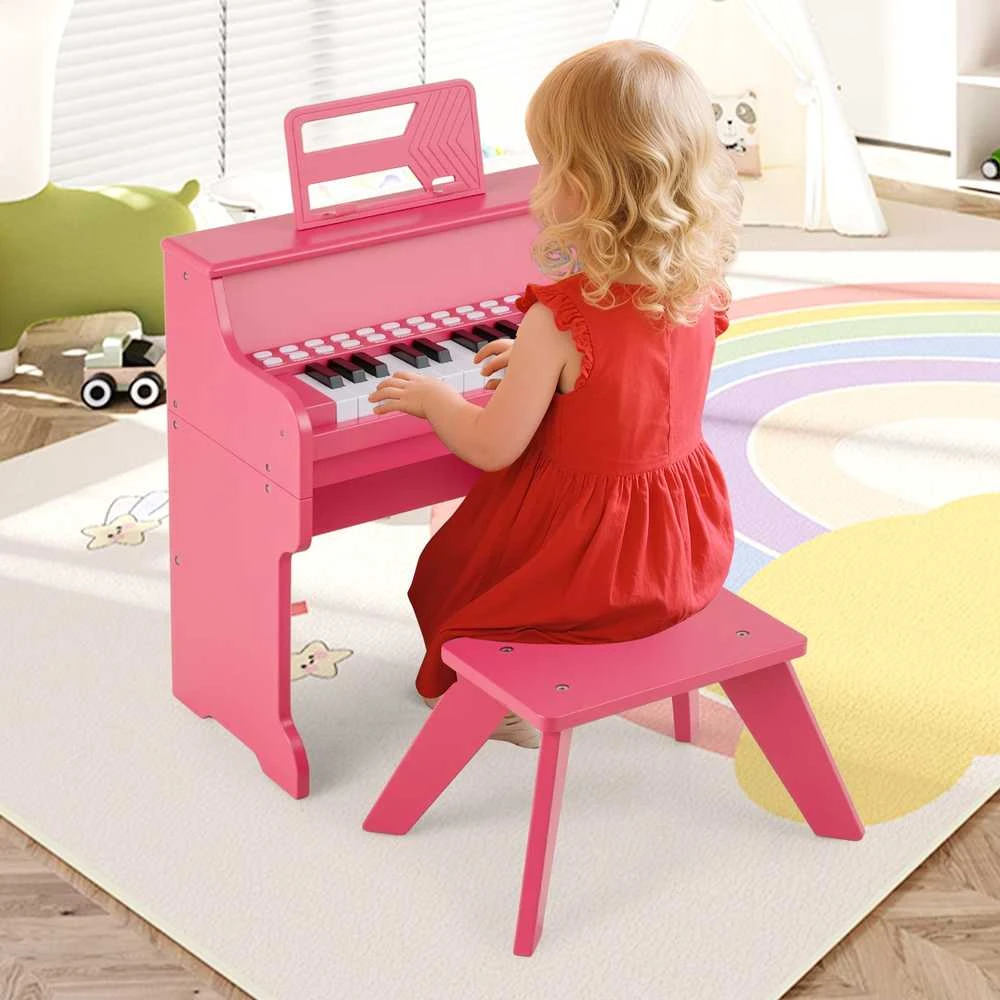 Promotions Vaikiškas pianinas-klaviatūra, 38x24x47 cm, rožinis, su taburete