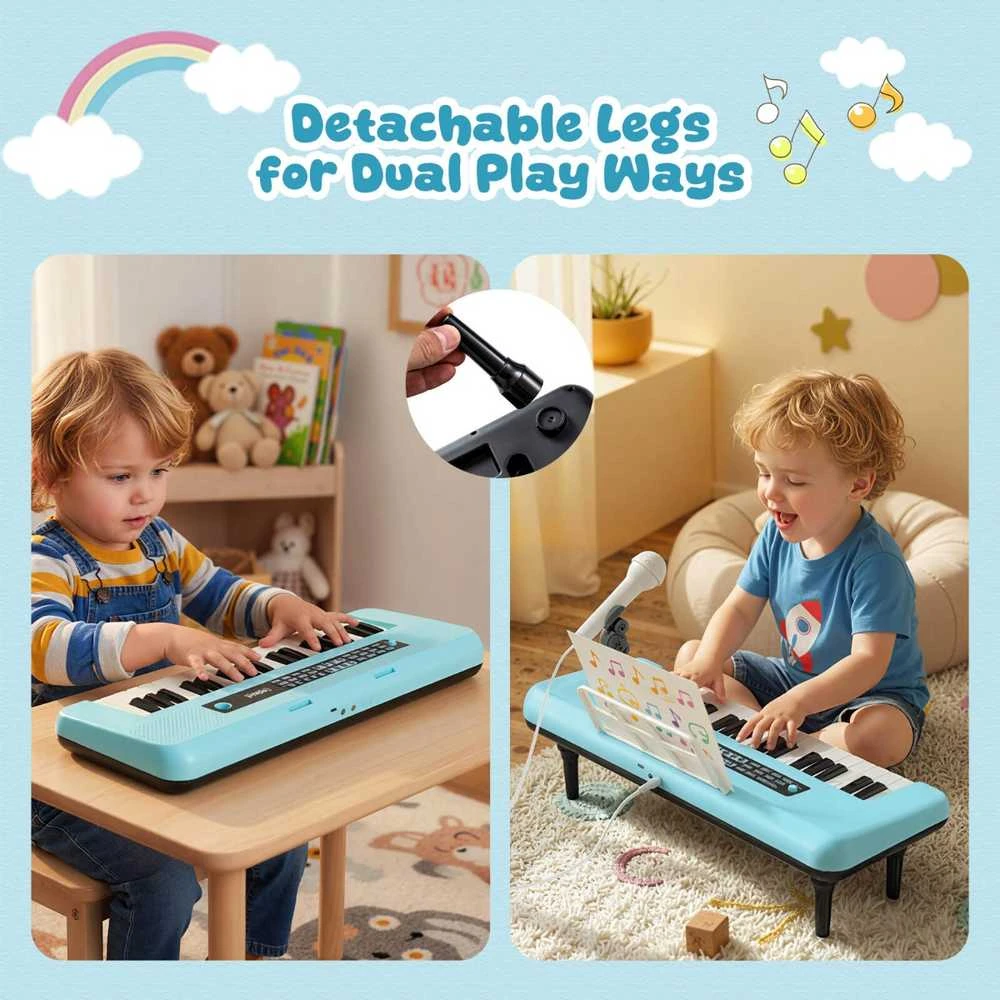 Promotions Vaikiškas pianinas-klaviatūra, 37 klavišai, 46.5x17.5x5.5 cm, mėlynas, nešiojamas