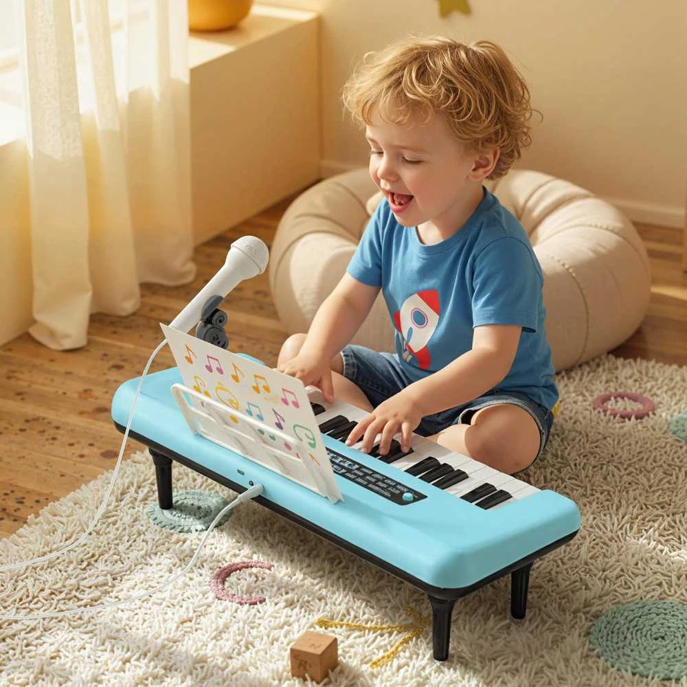 Promotions Vaikiškas pianinas-klaviatūra, 37 klavišai, 46.5x17.5x5.5 cm, mėlynas, nešiojamas