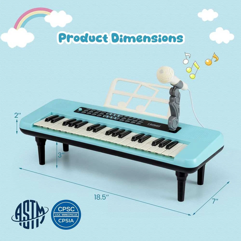 Promotions Vaikiškas pianinas-klaviatūra, 37 klavišai, 46.5x17.5x5.5 cm, mėlynas, nešiojamas