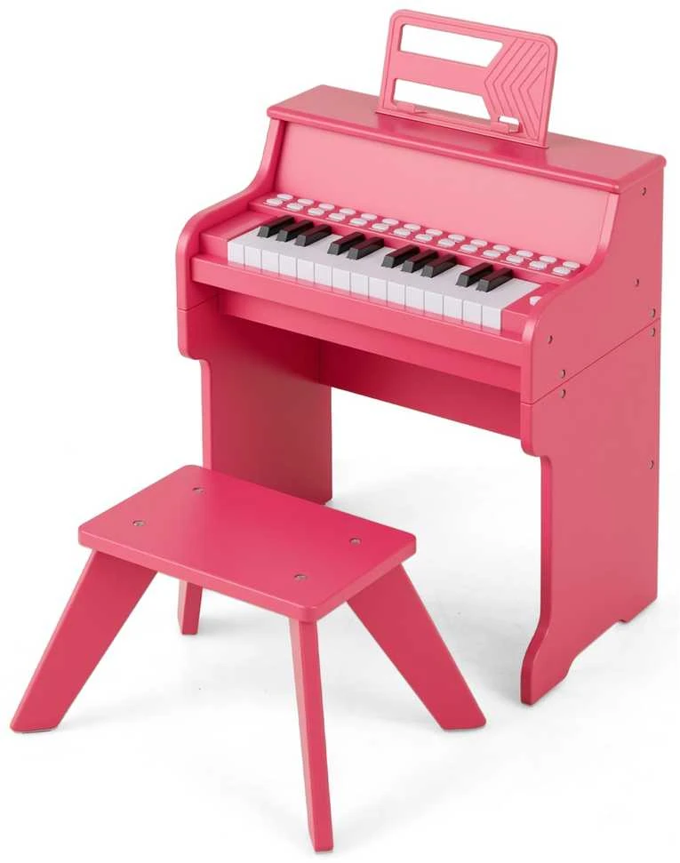 Promotions Vaikiškas pianinas-klaviatūra, 38x24x47 cm, rožinis, su taburete