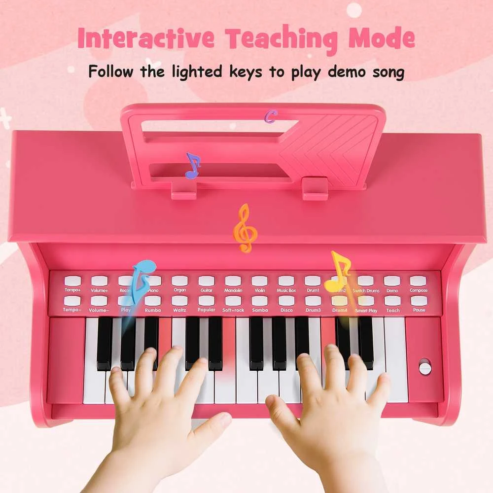 Promotions Vaikiškas pianinas-klaviatūra, 38x24x47 cm, rožinis, su taburete