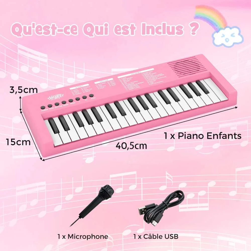Promotions Vaikiškas pianino klaviatūra, 40.5x15x3.5 cm, rožinė, ABS