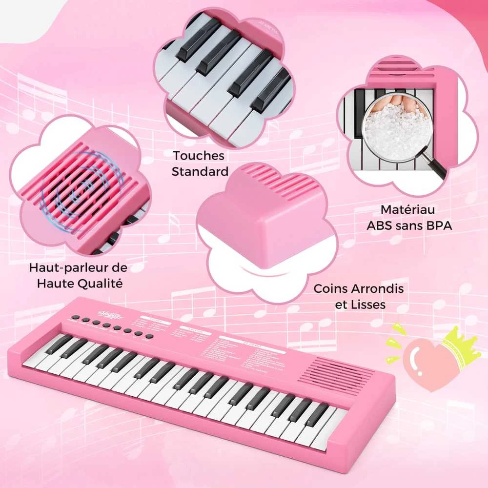 Promotions Vaikiškas pianino klaviatūra, 40.5x15x3.5 cm, rožinė, ABS