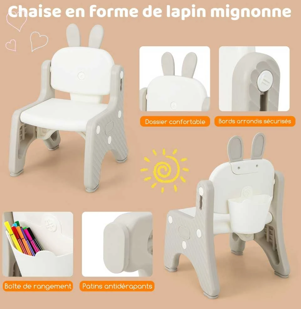 Promotions Vaikiškas stalas ir kėdžių komplektas, 80x49,5x44,5-54,6 cm, pilkas