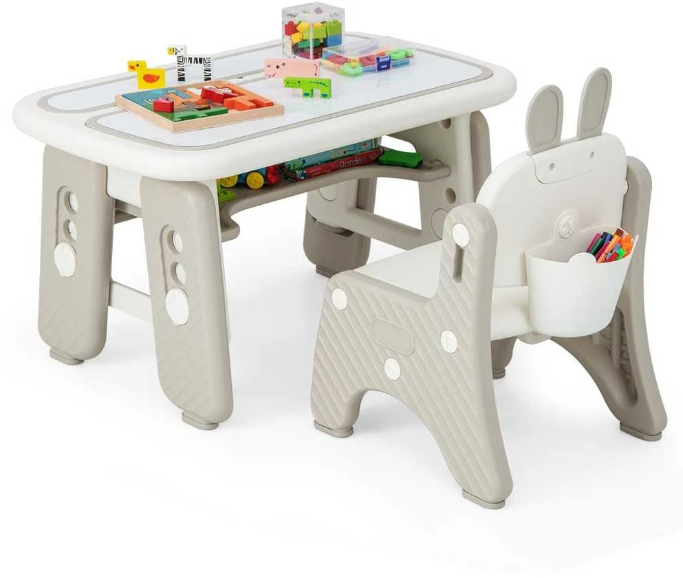 Promotions Vaikiškas stalas ir kėdžių komplektas, 80x49,5x44,5-54,6 cm, pilkas