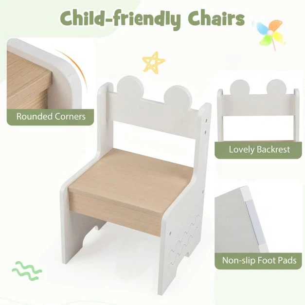 Promotions Vaikiškas stalas ir kėdžių rinkinys 3 vnt. 70x48x49,5 cm baltas