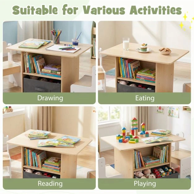Promotions Vaikiškas stalas ir kėdžių rinkinys 3 vnt. 70x48x49,5 cm baltas