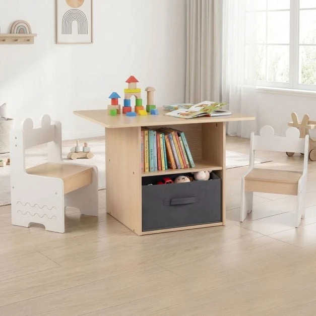 Promotions Vaikiškas stalas ir kėdžių rinkinys 3 vnt. 70x48x49,5 cm baltas