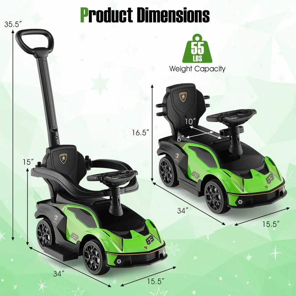 Promotions Vaikiškas stumdomas automobilis, licencijuotas Lamborghini, 40x86x90,5 cm, baltas