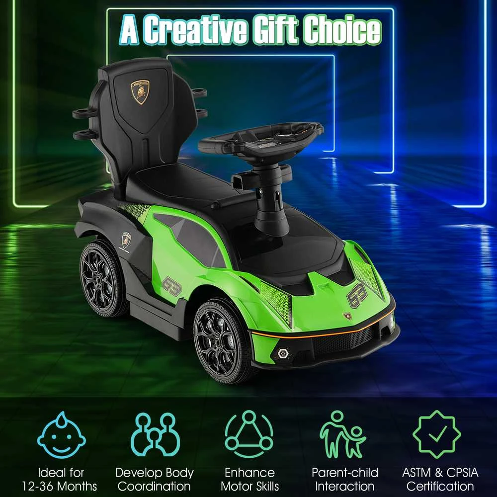 Promotions Vaikiškas stumdomas automobilis, licencijuotas Lamborghini, 40x86x90,5 cm, baltas
